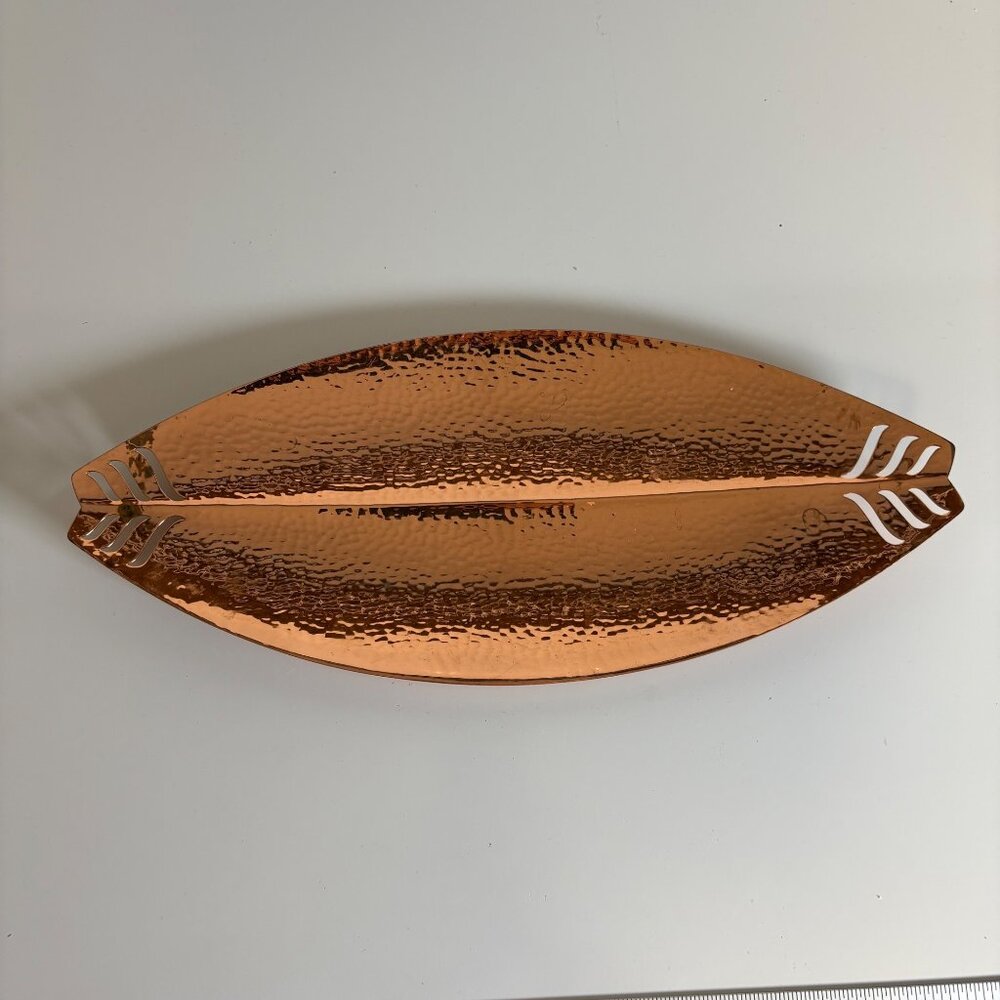 Cavalier Copperware Hammered Leaf Design Tray Decorative Cutout Home Decor E743C